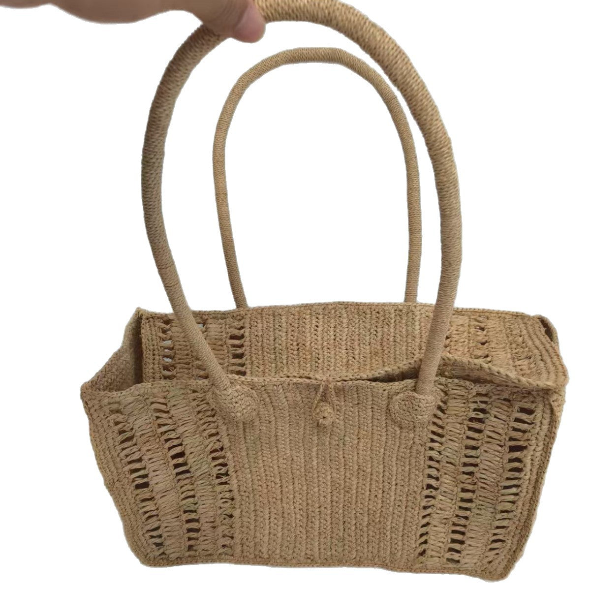 Seaside Style Hollow Raffia Handmade Woven Retro Straw Vacation Beach Bags