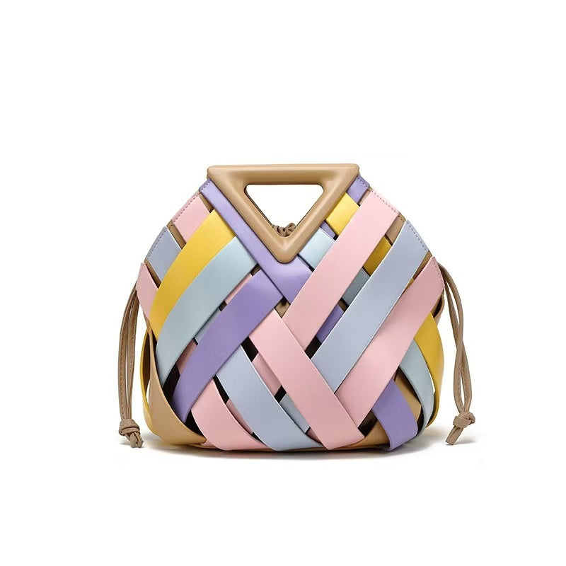 Women's Basket Magnetic Fashion Triangle Woven Clip Large Women's Handbag
