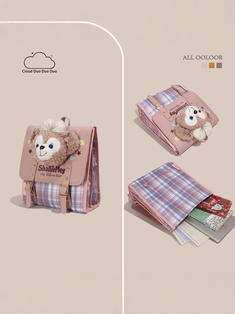 Plush Cute Cartoon Heart Plaid Design Women's Backpack