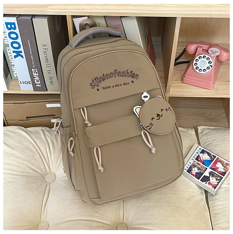 Junior's Female College Solid Color Large Capacity Class Women's Backpack