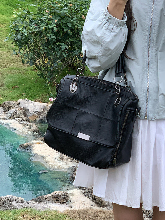 Women's Textured Commuter Retro Large Capacity Simple Women's Shoulder Bag