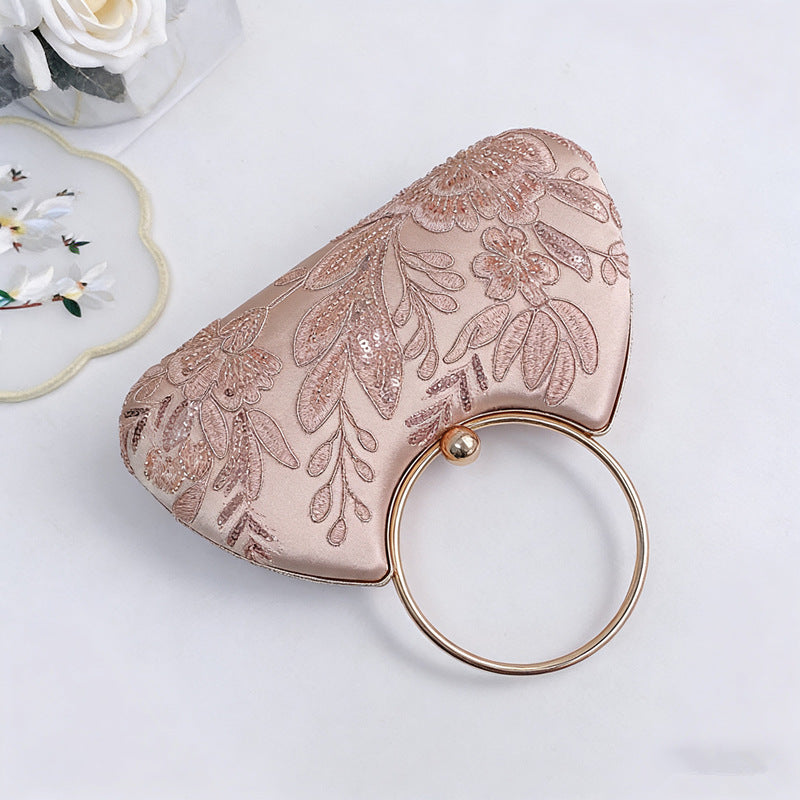 Women's Luxury Dinner Textured Hand-held Box Handmade Embroidery Beaded National Women's Handbag
