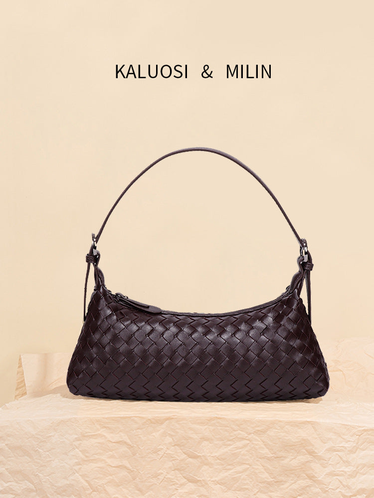 French Woven Baguette Fashionable Soft Leather Dumpling Bags