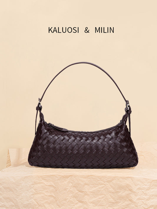 French Woven Baguette Fashionable Soft Leather Dumpling Bags