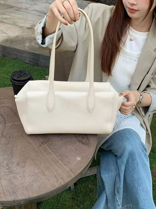 Layer Cowhide Boston Pillow Large Capacity Totes Fashion Commuter Women's Shoulder Bag