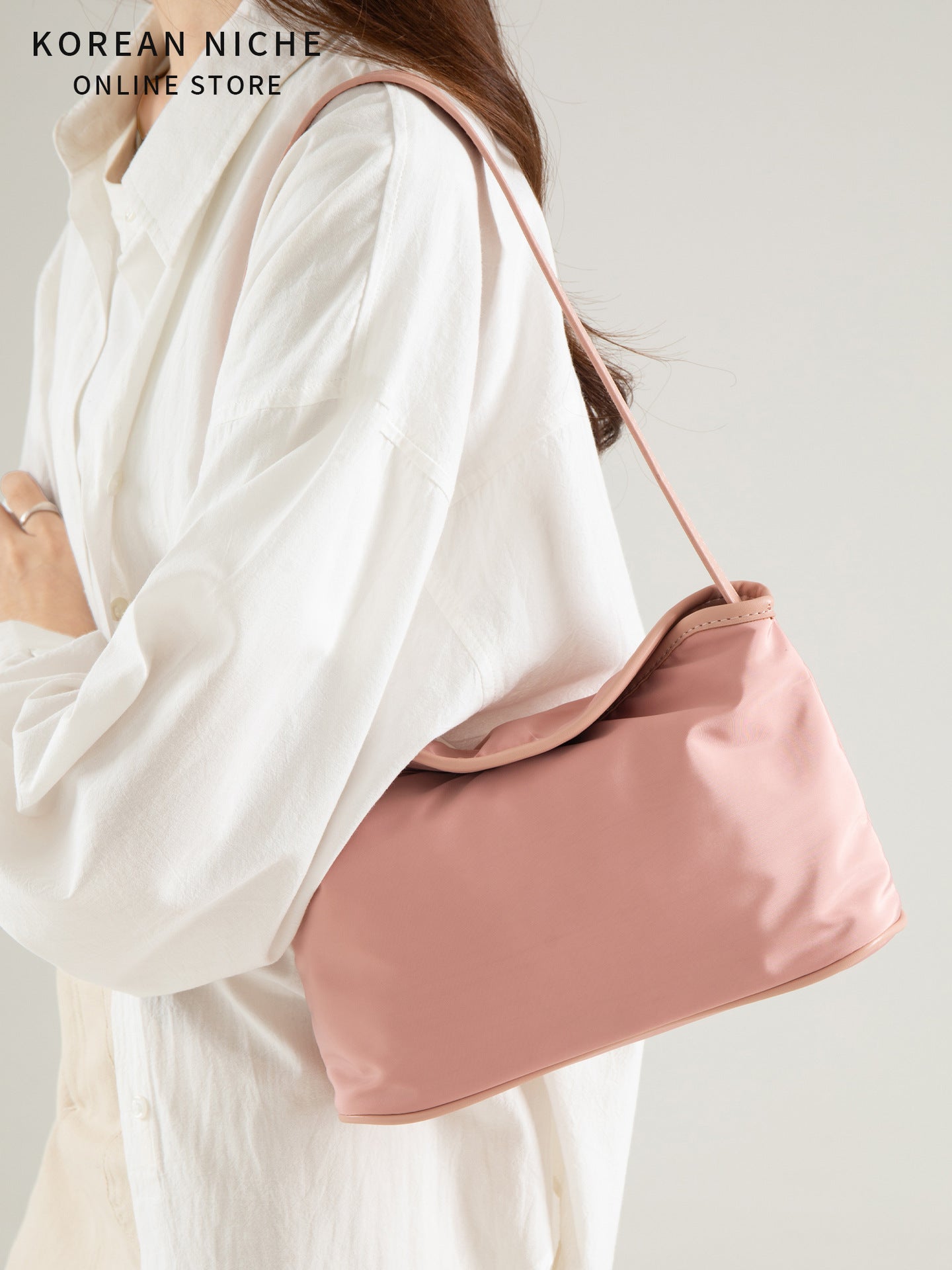 Women's Style Minimalist Solid Color Nylon Material High-grade Fashion Shoulder Bags