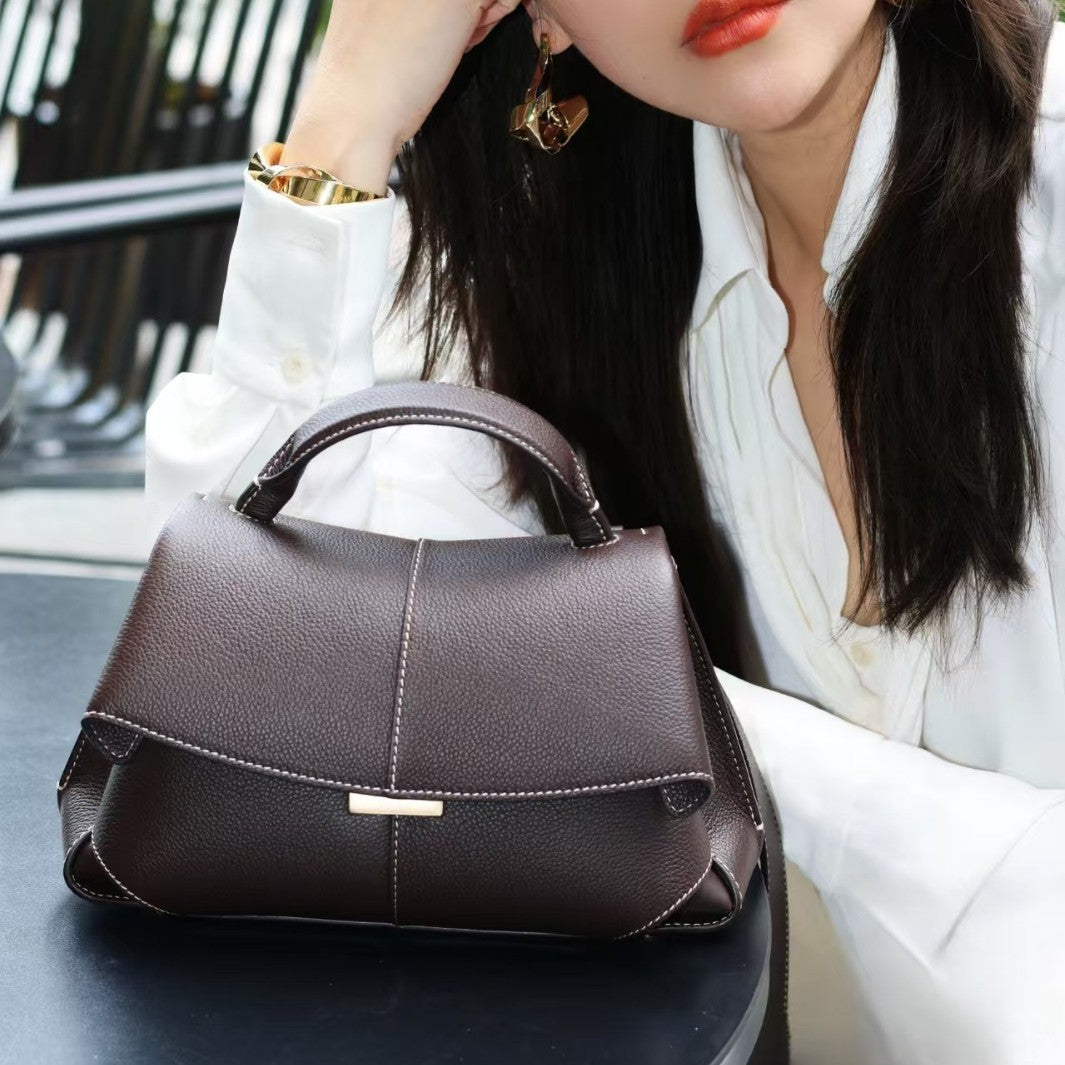 Women's French Retro Genuine Leather Design Style Women's Handbag