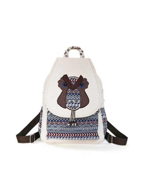 Women's Vintage Printing Wax Line Woven Fresh Women's Backpack