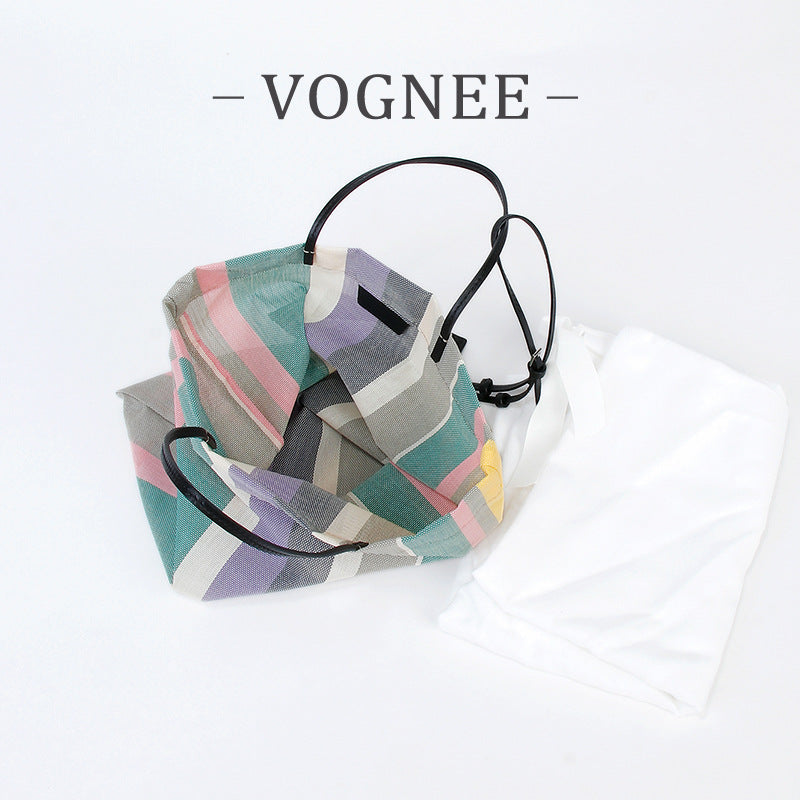 Rainbow Striped Large Capacity Fashion Leisure Women's Shoulder Bag