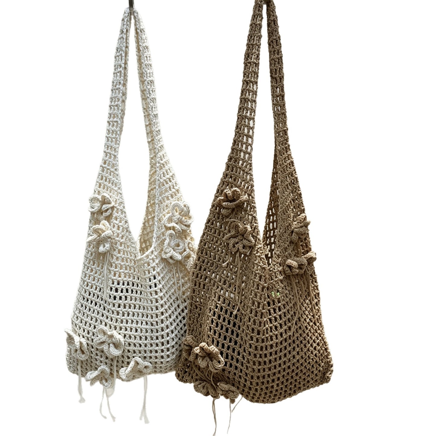 Niche Large Capacity Flower Cotton Three-dimensional Woven Summer Seaside Vacation Women's Shoulder Bag
