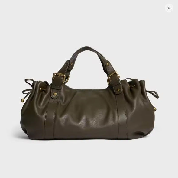 Women's Large Capacity Soft Leather Pleated Commuter Bags