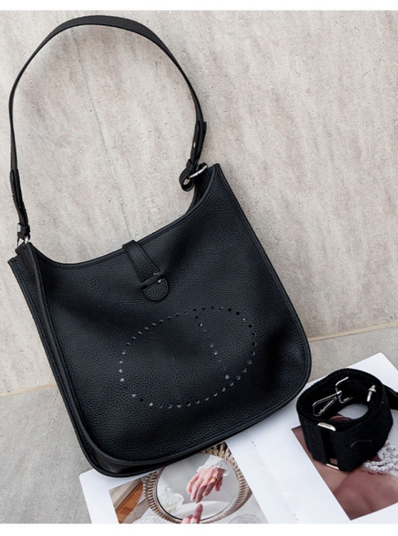 Women's First Layer Cowhide Large Capacity Hollow Bags