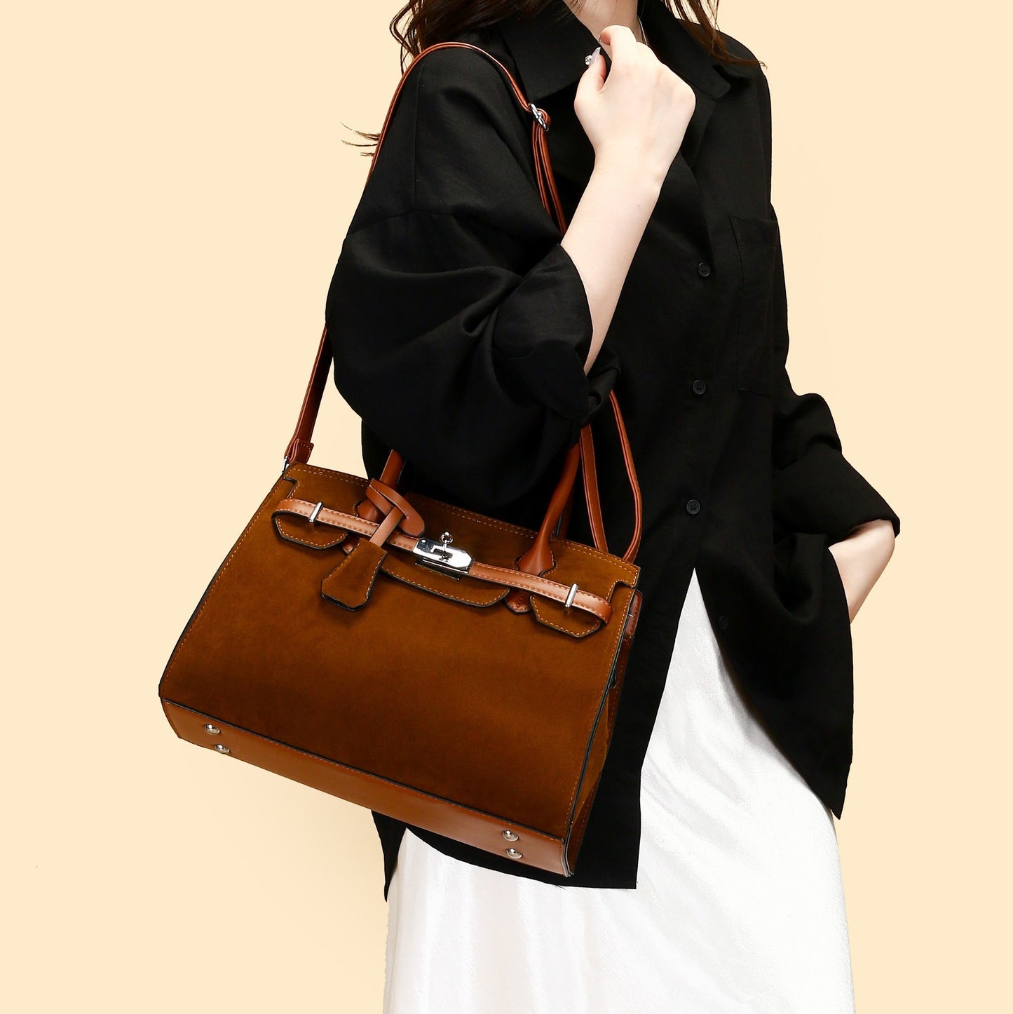 Women's Suede Fashion Elegant Simple Commute Women's Messenger Bag
