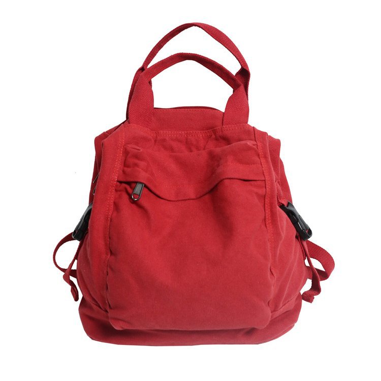 Solid Color Retro Nylon Female Style Simple Junior Backpacks