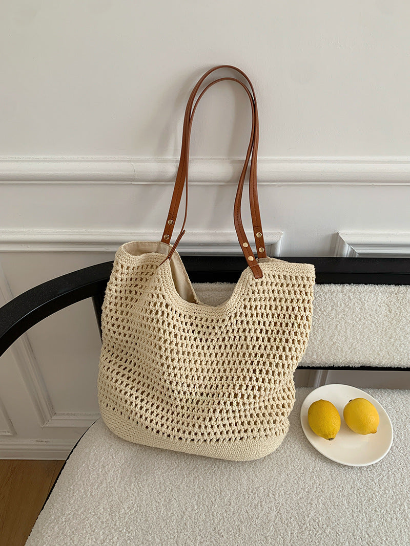 Women's Capacity Seaside Vacation Beach Woven Straw Bags