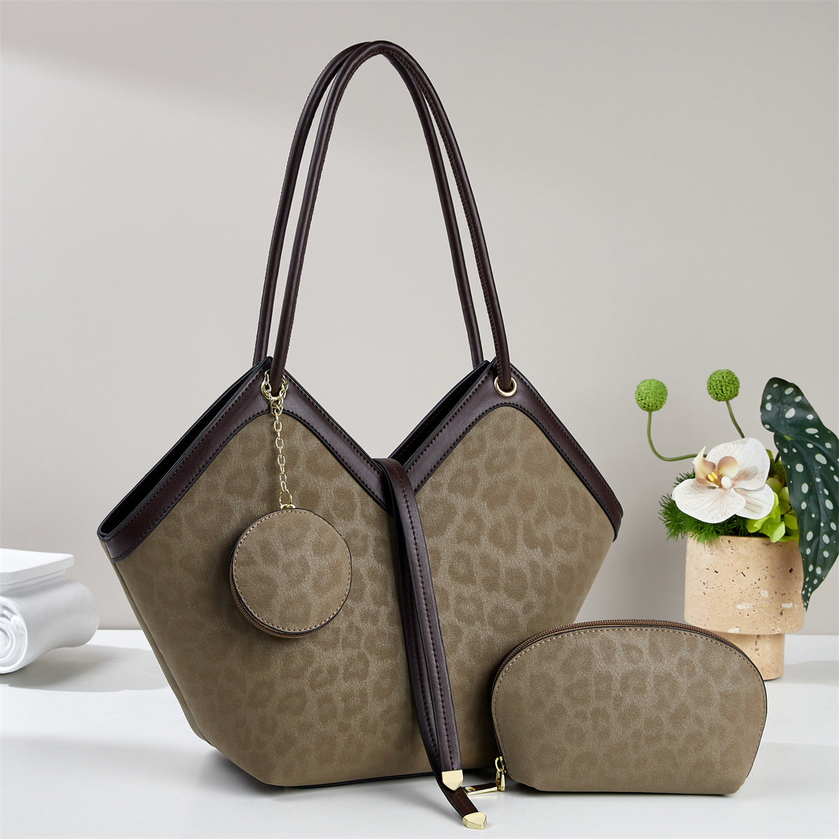 Women's Niche Simple Leopard Print Three-piece Bags