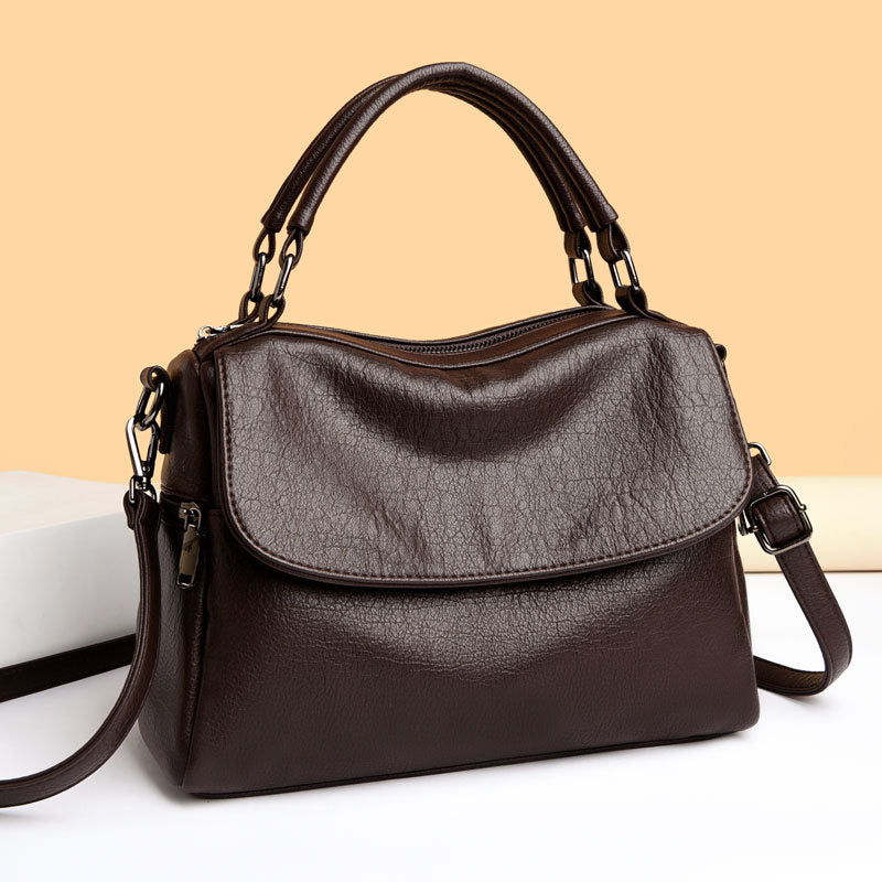 Women's Boston Fashionable Portable Soft Leather Large Women's Handbag
