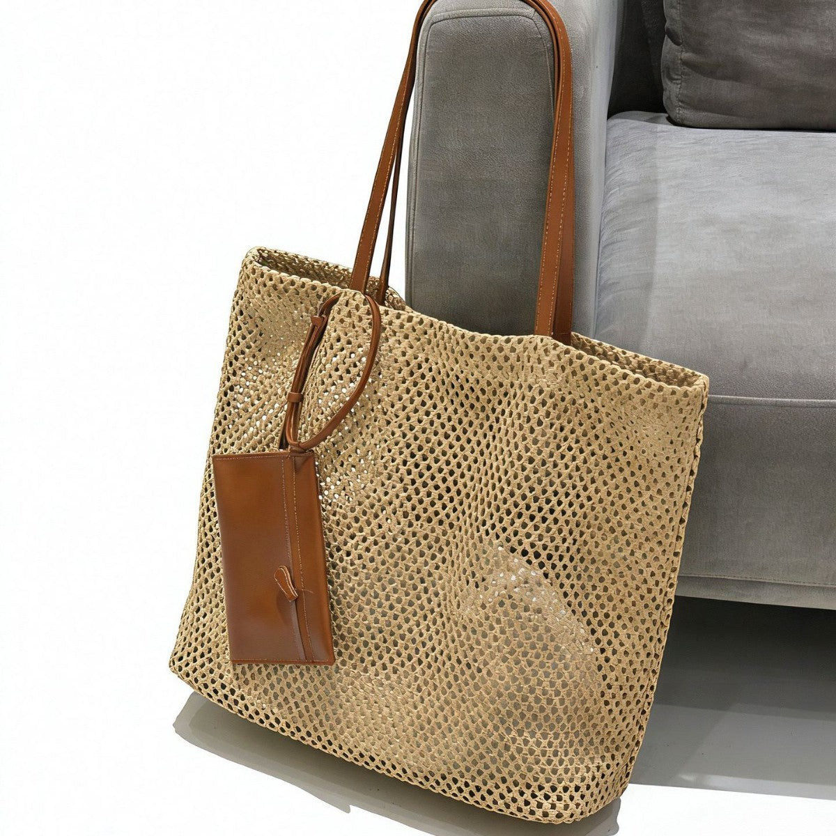 Women's Large Capacity Leisure Shopping Summer Net Pocket Woven Bags