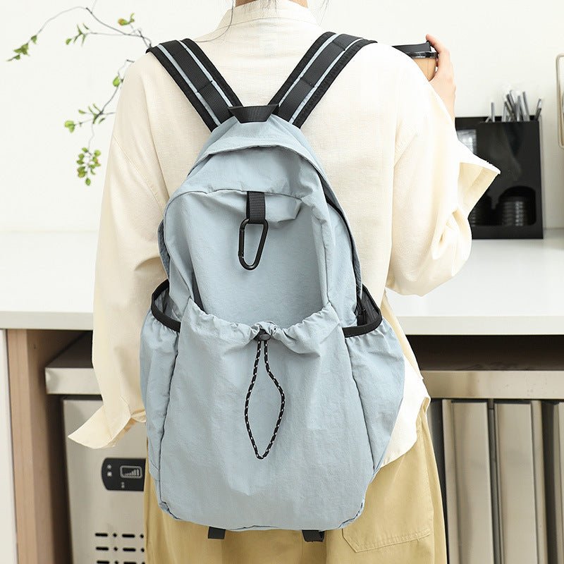 Leisure Artistic Canvas Versatile Fashion Pleated Nylon Drawstring Oxford Backpacks