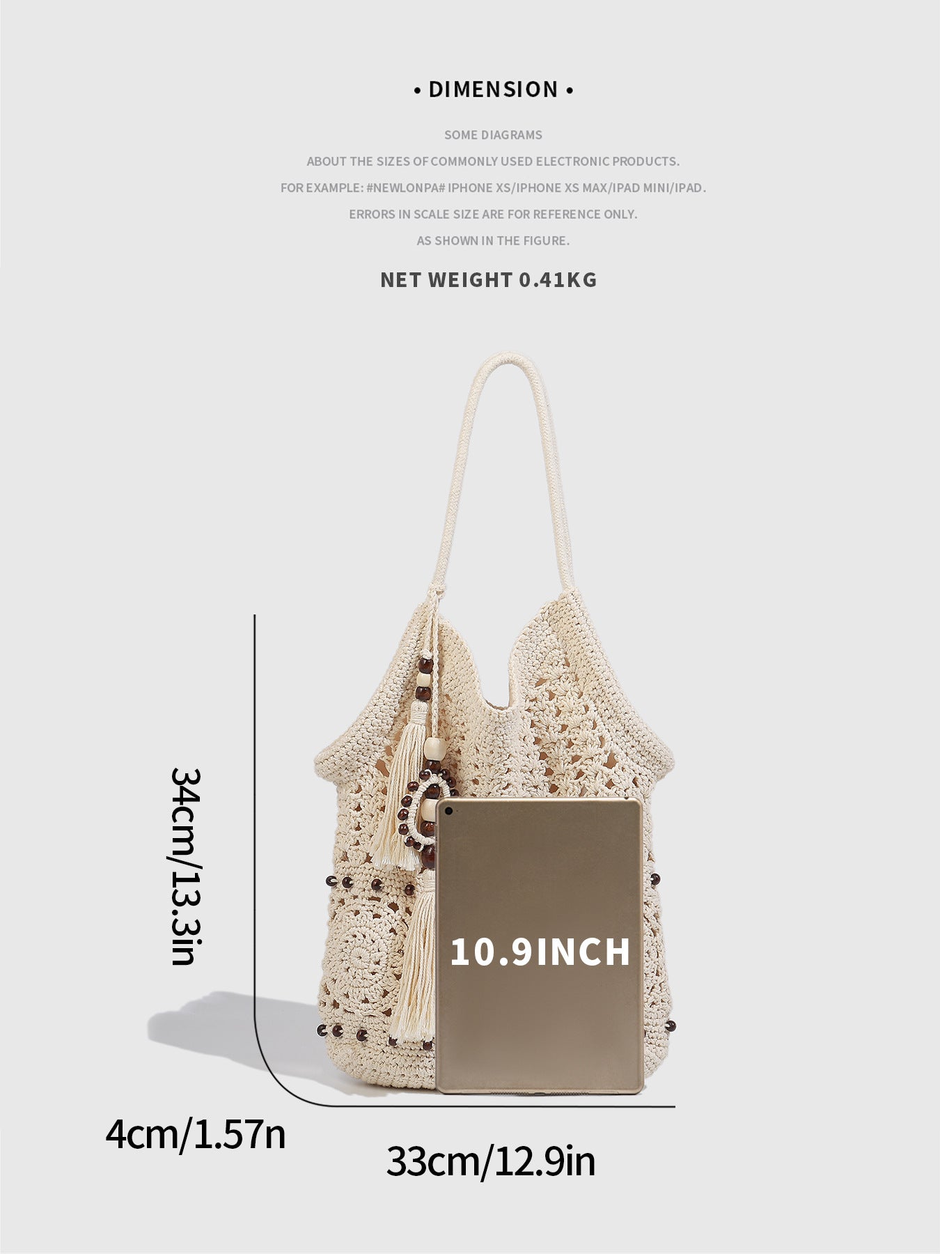 Women's Hand-woven Urban Simple Solid Color Hollow Tote Bag