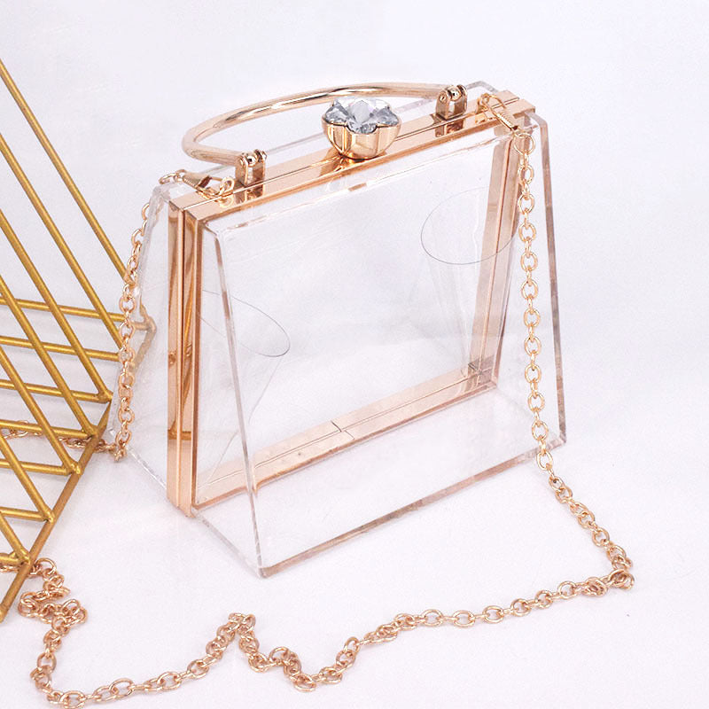 Dinner Inlaid Diamond Acrylic Transparent Creative Hand Carrying Coin Purses