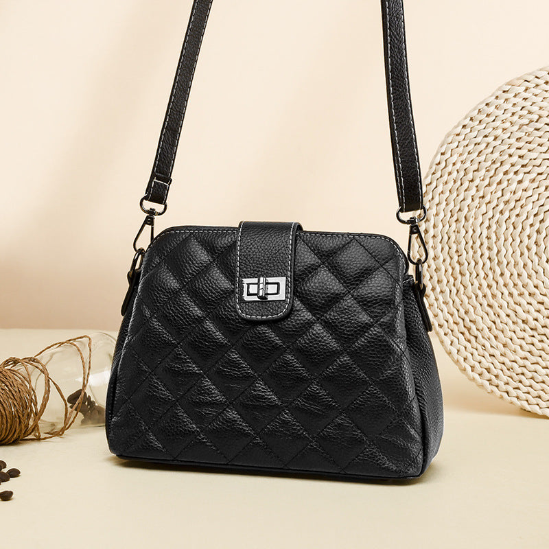 Women's Large Capacity Rhombus Single Top Layer Bucket Bags