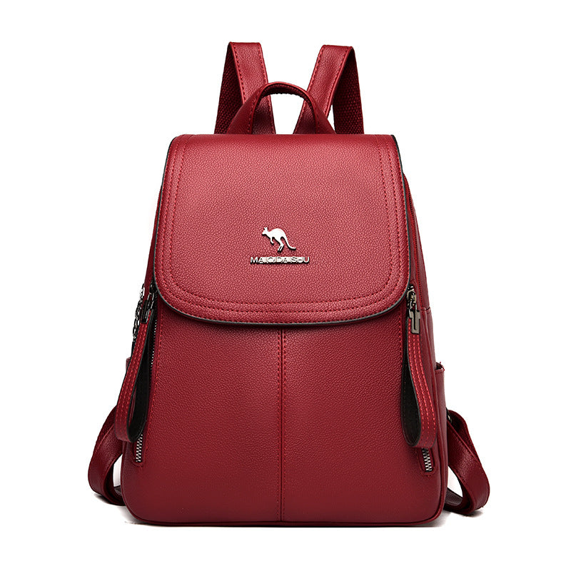Kangaroo Design Vertical Zipper Trendy Female Fashion Soft Backpacks