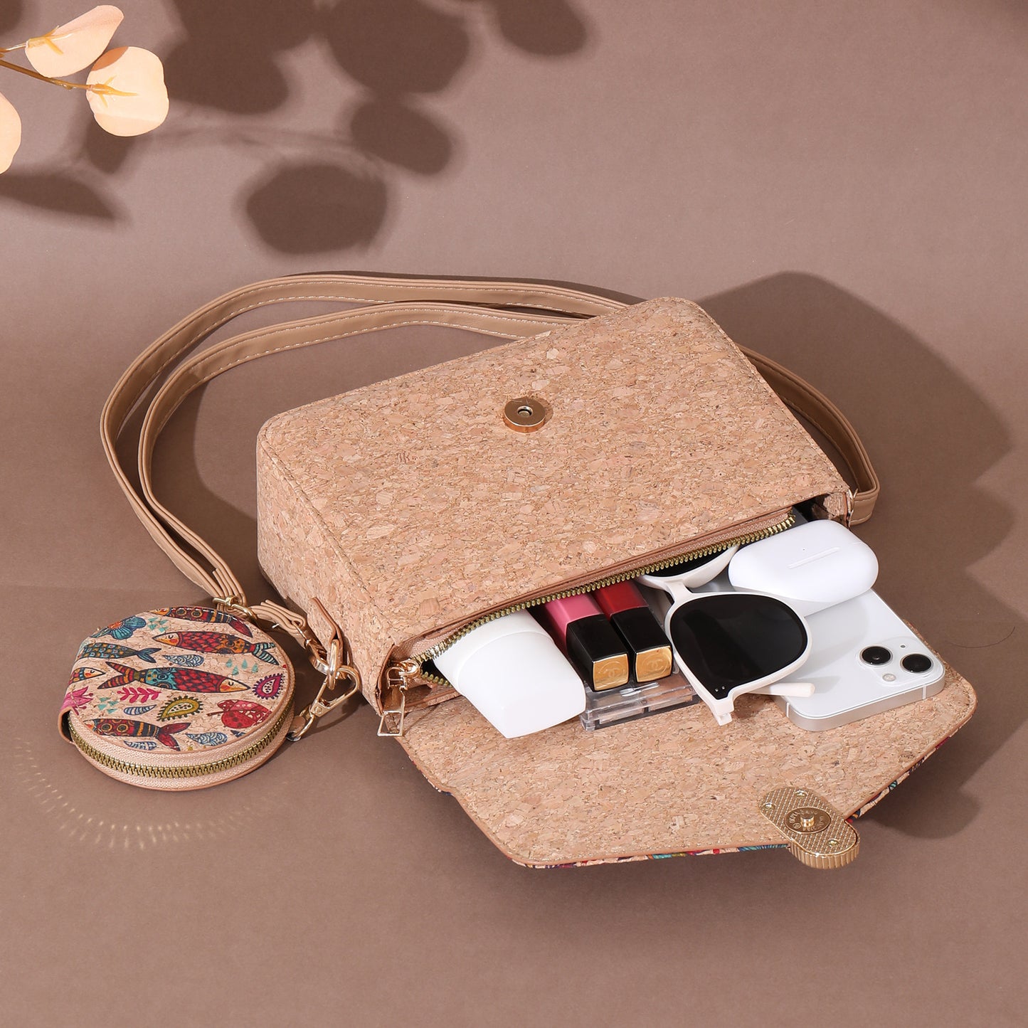 Wooden Outside Retro Tree Leather Portable Environmental Protection Shoulder Bags
