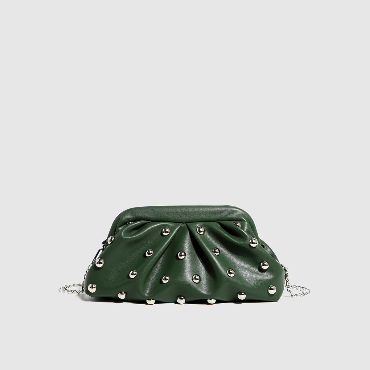Women's Trendy Clip Mushroom Nail Chain Clutch Women's Shoulder Bag