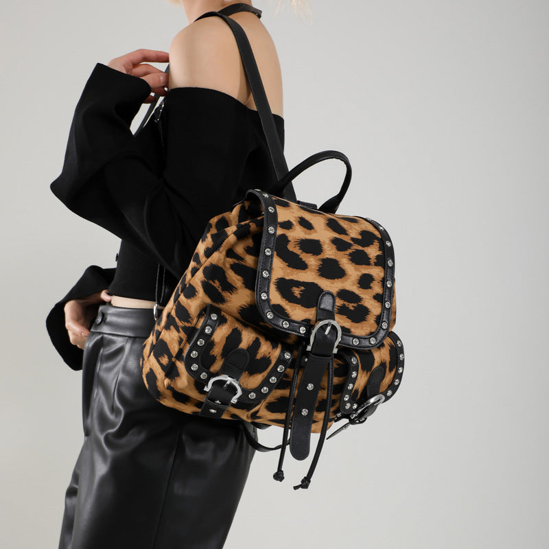 Retro Personalized Leopard Print Trendy Fashion Women's Backpack