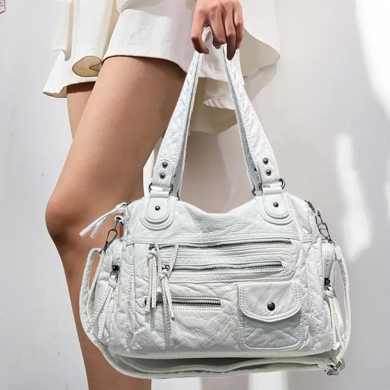 Women's Fashion Retro Hot Washed Old Tote Bag