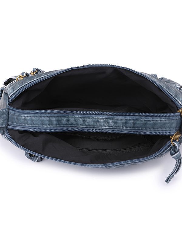 Women's Authentic Leather Tactile Feel Washed Woven Fashionable Large Capacity Women's Shoulder Bag
