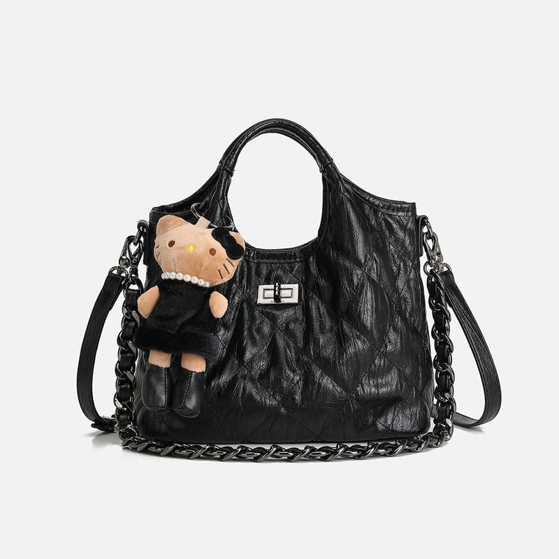 Women's Fashion Rhombus Portable Vegetable Basket Versatile Handbags