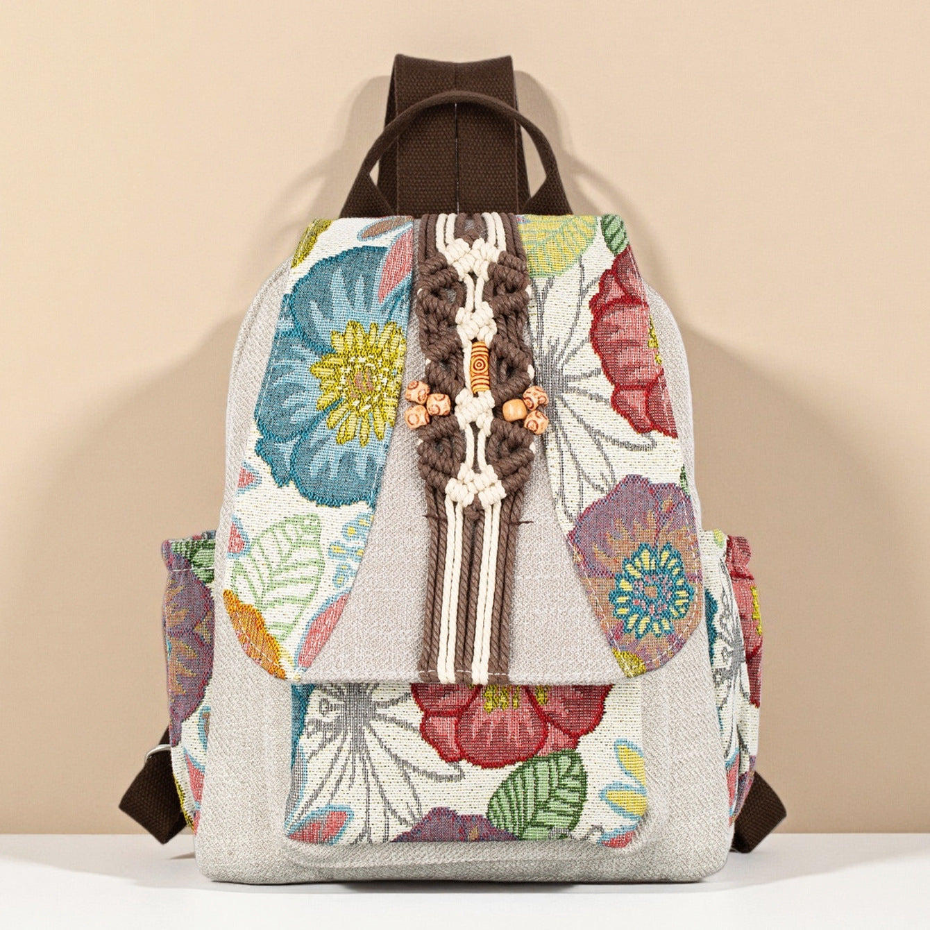 Women's Ethnic Style Flower Embroidered Hand-woven Women's Backpack