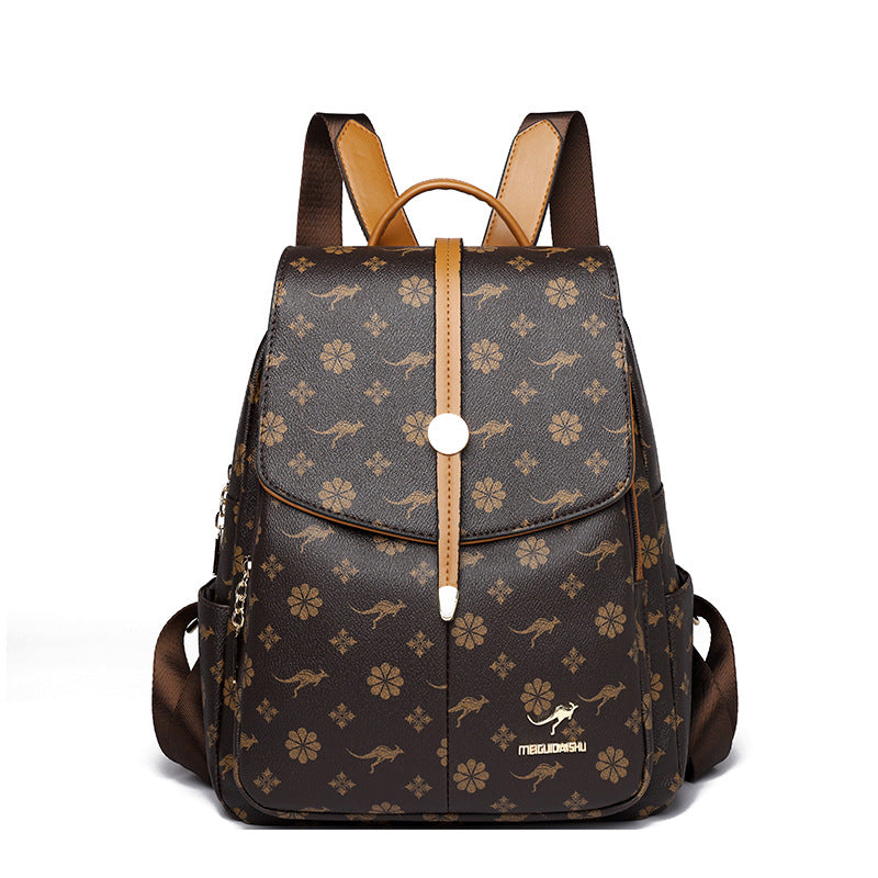 Women's Western Style Letter Korean Soft Leather Fashion Women's Backpack