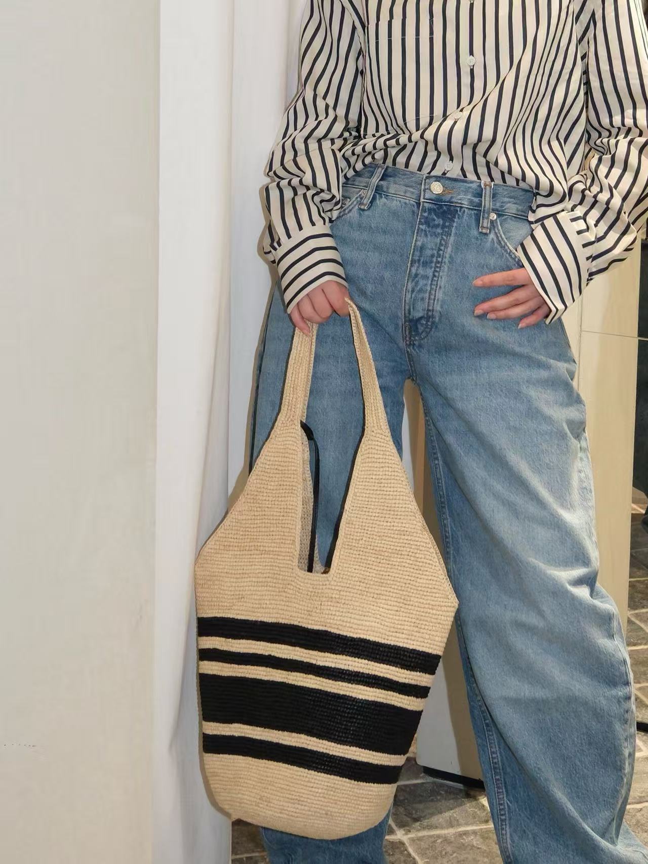 Fashion Contrast Color Canvas Procurement Service Of Women's Shoulder Bag