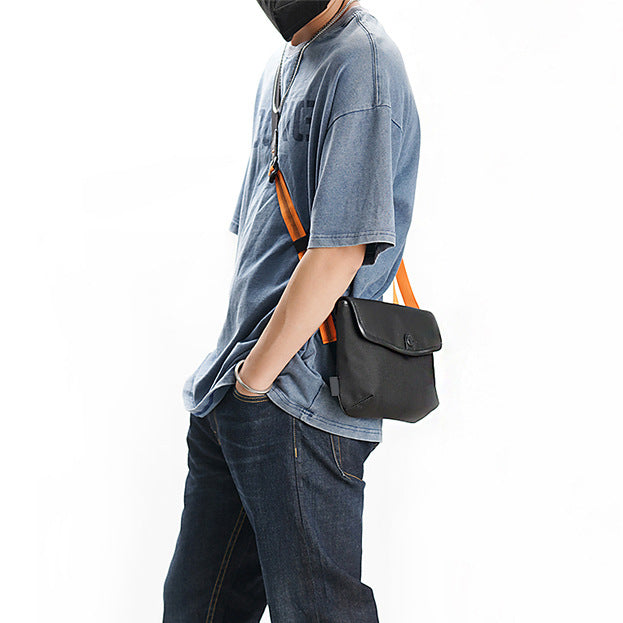 Men's Contrast Color Portable Magnetic Snap Ballistic Men's Messenger Bag