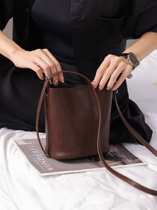 Slouchy Women's Fashion Simple Versatile Cowhide Shoulder Bags