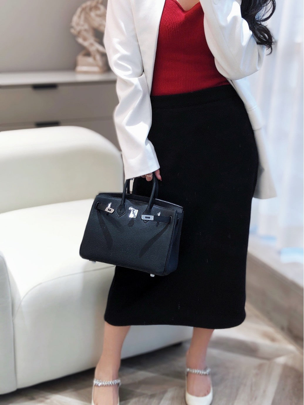 Women's Quality Retro First Layer Cowhide Lychee Pattern Women's Handbag