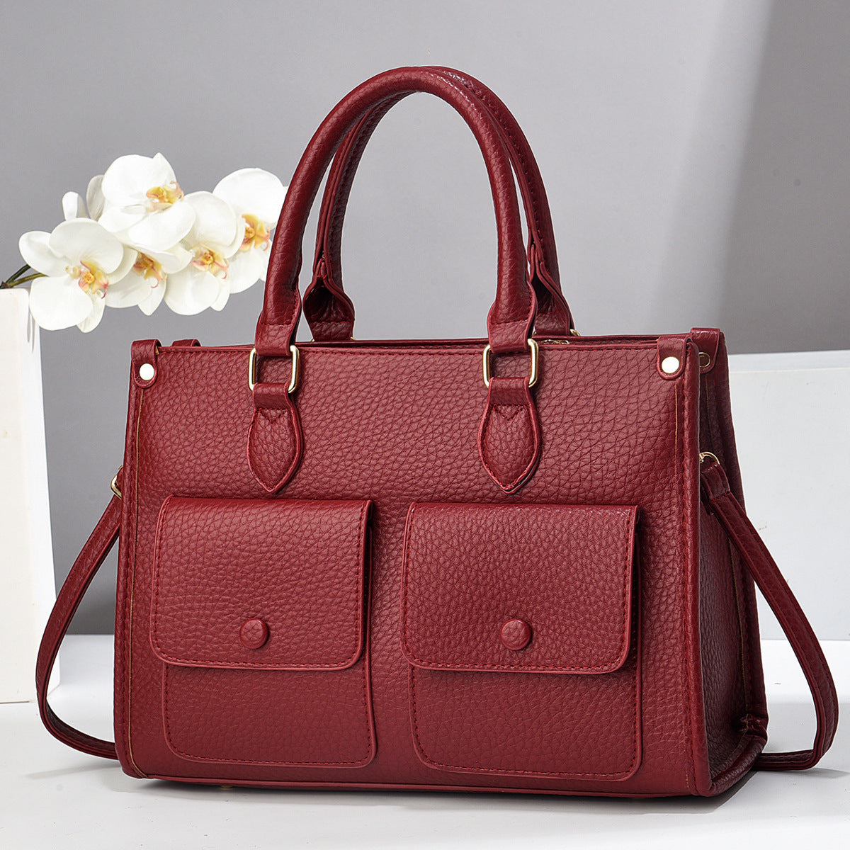 Simple Spring Fashion Double Pocket Portable Women's Shoulder Bag