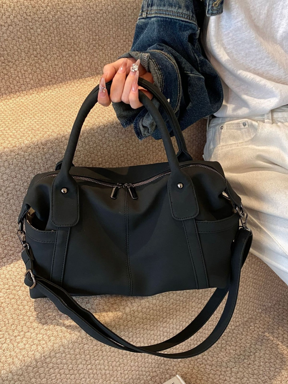 Women's Retro Winter Fashion Frosted Large Capacity Women's Messenger Bag