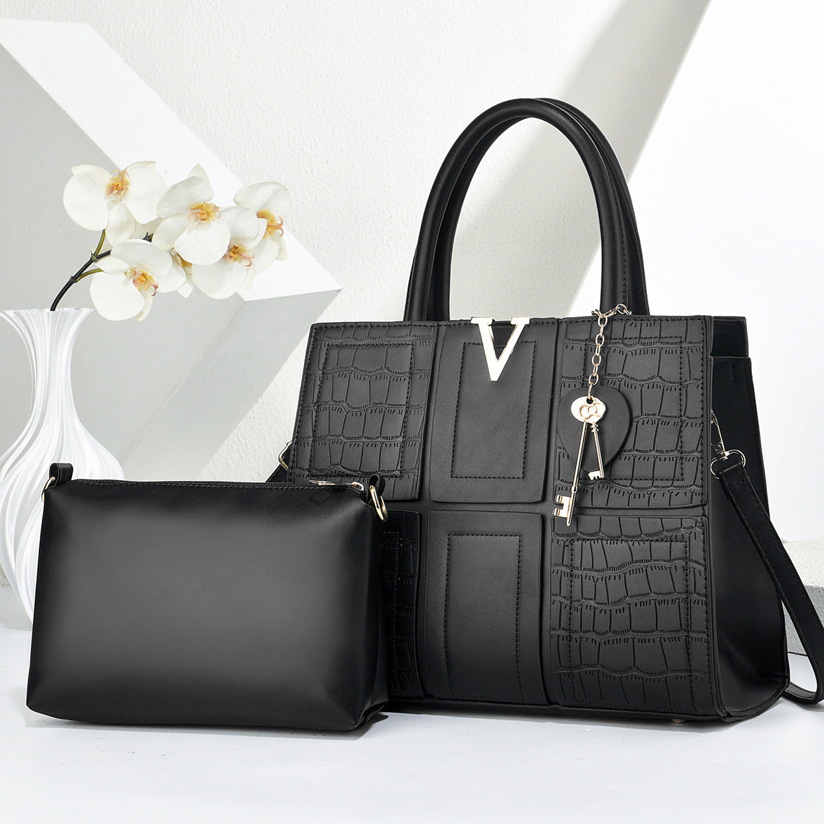 Fashion Large Capacity Stone Pattern Stitching Mother Bucket Bag