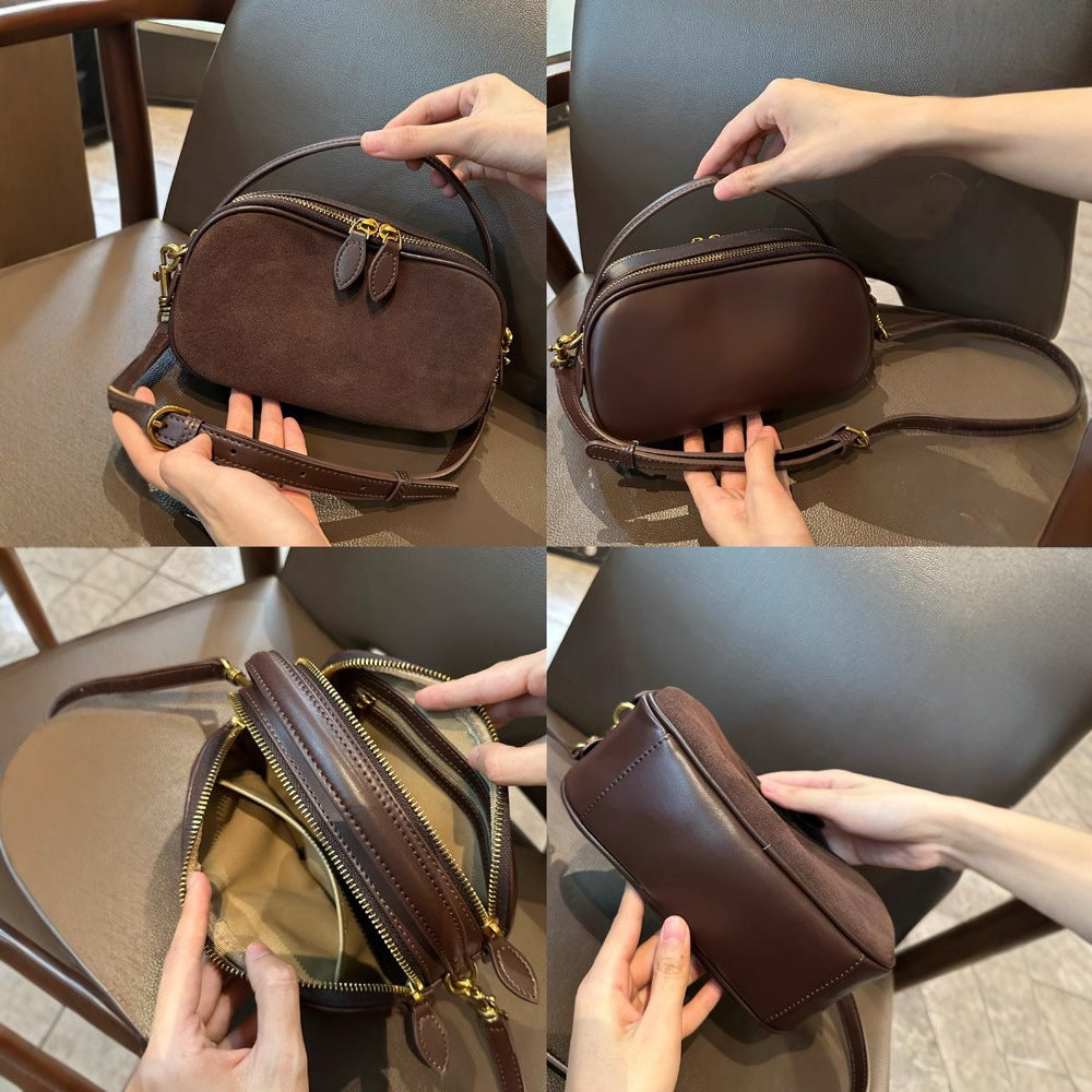 Women's Frosted Fluff Cowhide Lady's Elegant Commuter Fashion Women's Shoulder Bag