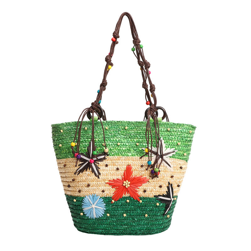 Women's Knitted Hand-woven Flower Beach Holiday Shell Women's Shoulder Bag