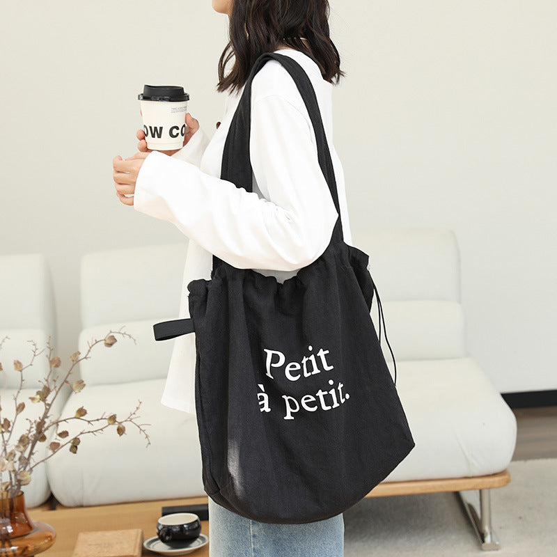 Women's Leisure Cotton Linen Fashion Letters Printed Women's Shoulder Bag