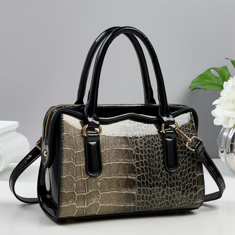 New Simple Stone Pattern Stitching Fashion Women's Handbag
