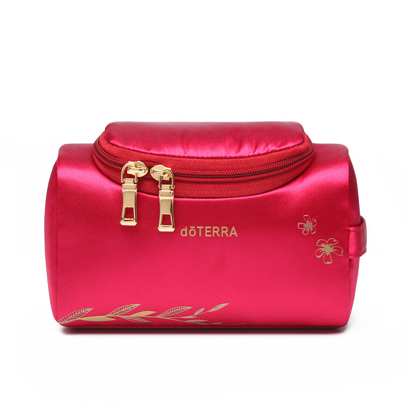 Large Capacity Portable Essential Oil Silk Satin Cosmetics Makeup Bag