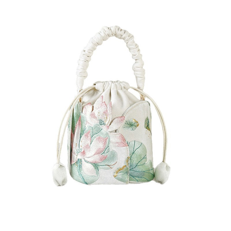 Lotus Peony Embroidered National Style Cheongsam Mini Women's Handbag