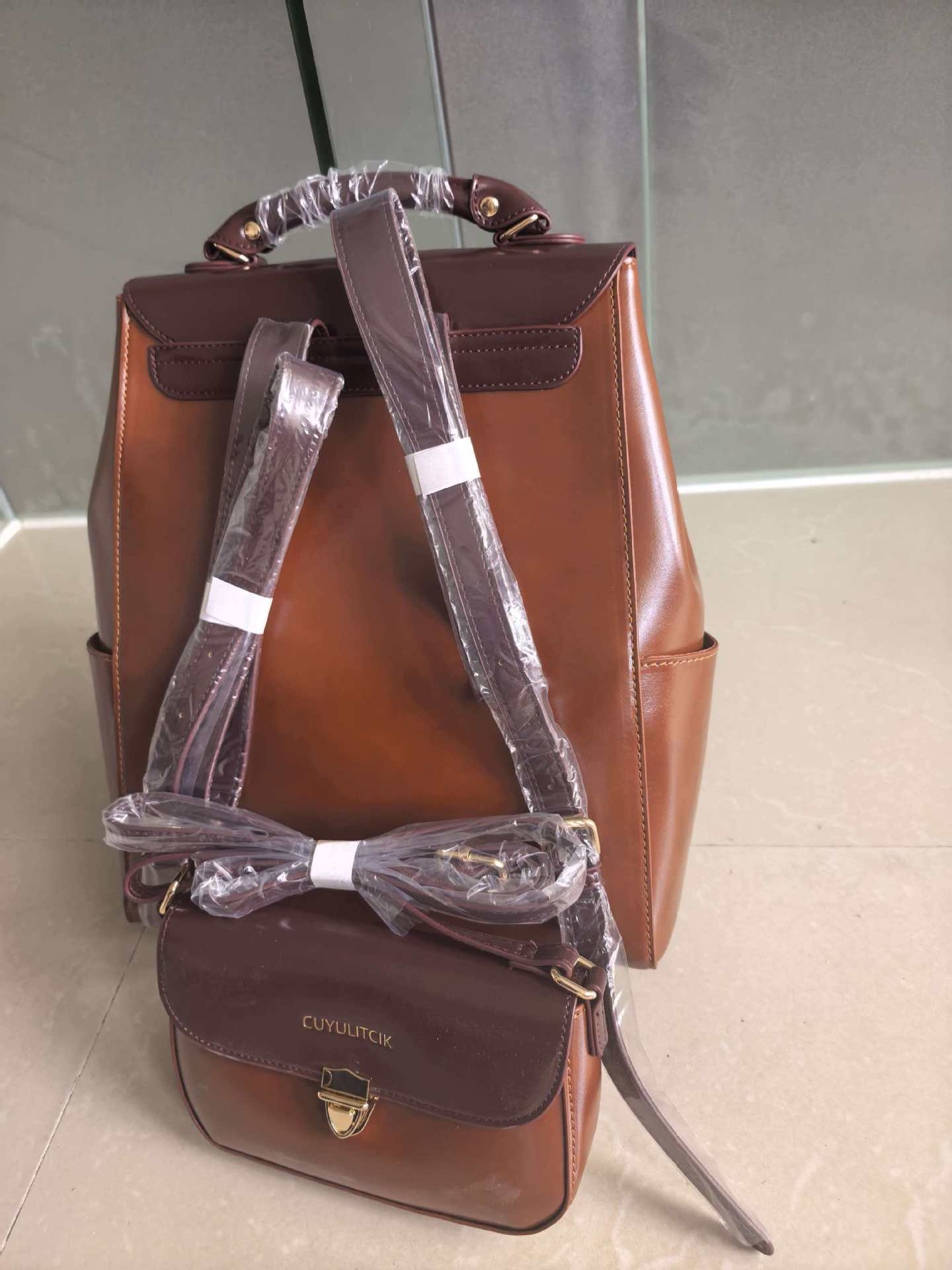 Women's Retro Contrast Color Croissant Handmade Genuine Leather Bags
