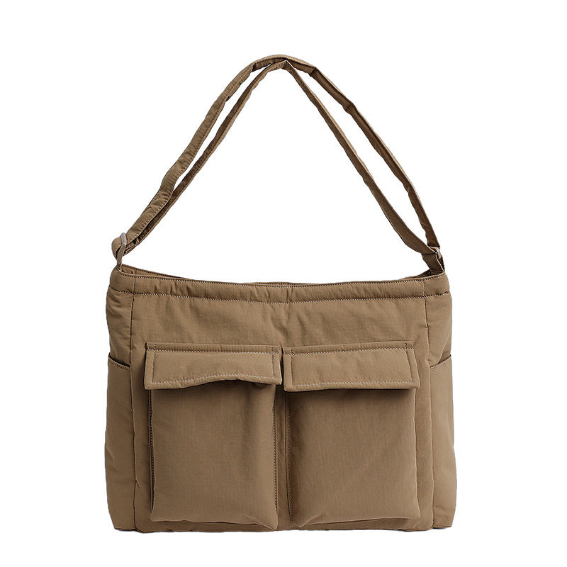 College Solid Color Commuter Super Light Large Capacity Class Nylon Shoulder Bags